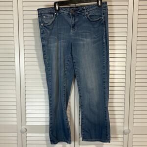 Earl Jean Jeweled Blue Med Wash Mid Rise Bootcut Denim Women 12